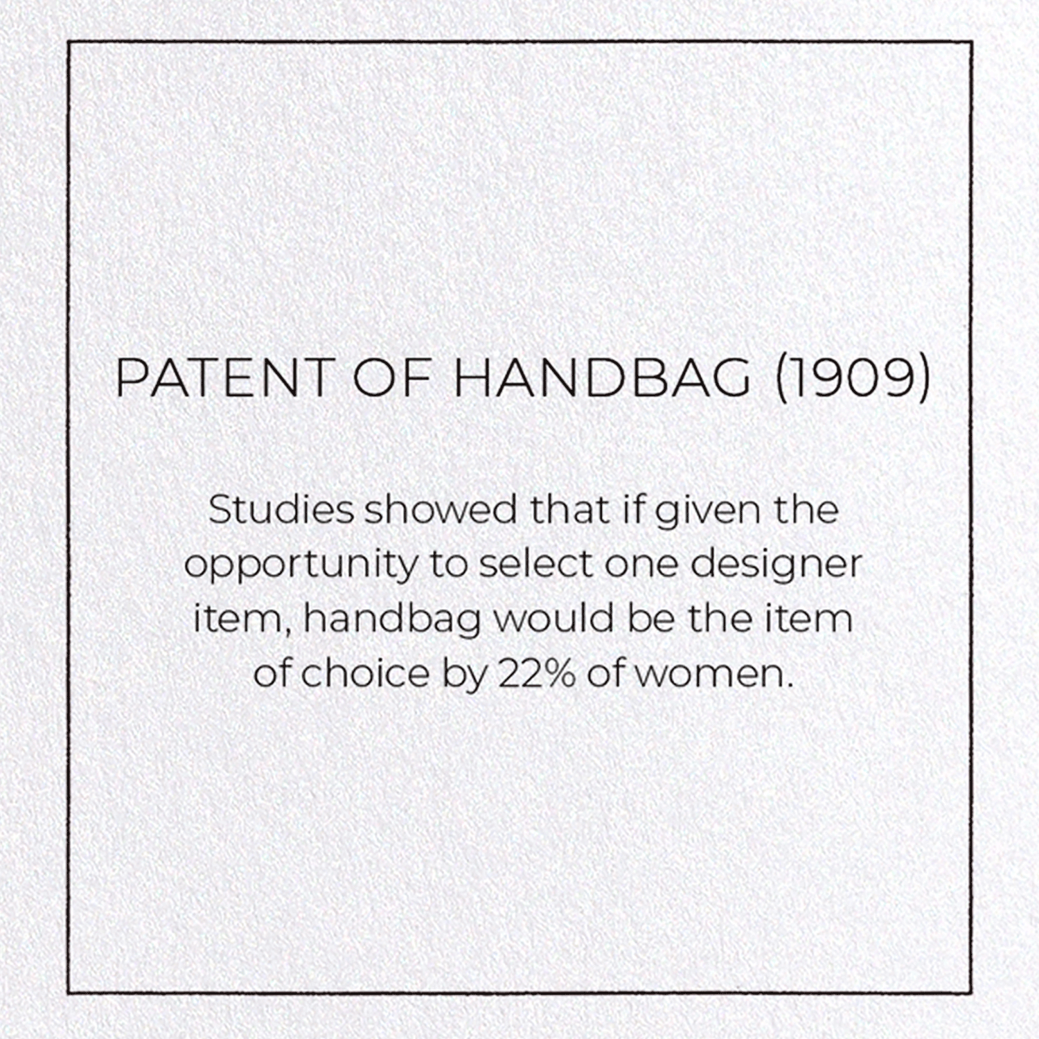 PATENT OF HANDBAG (1909): Patent Greeting Card