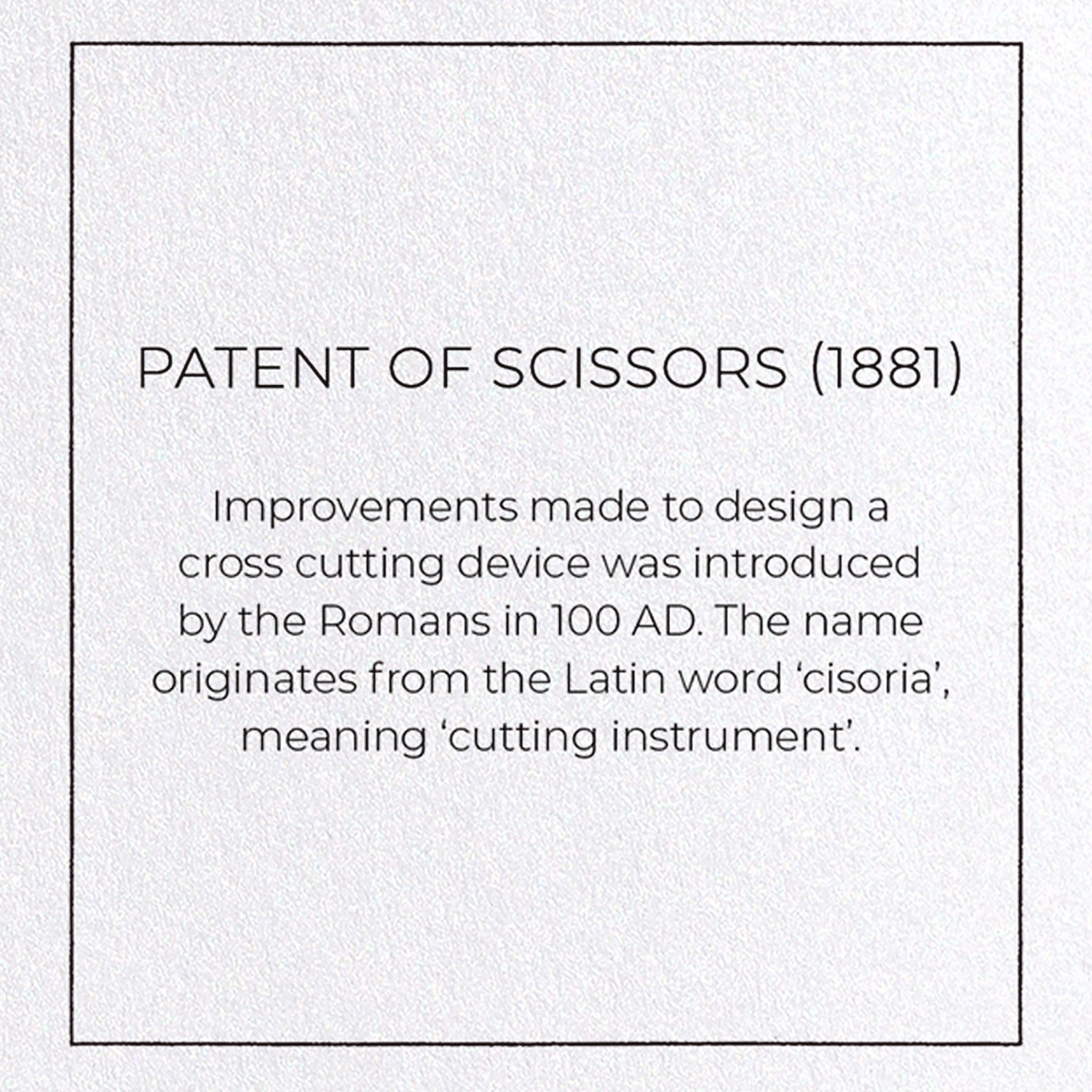 PATENT OF SCISSORS (1881): Patent Greeting Card
