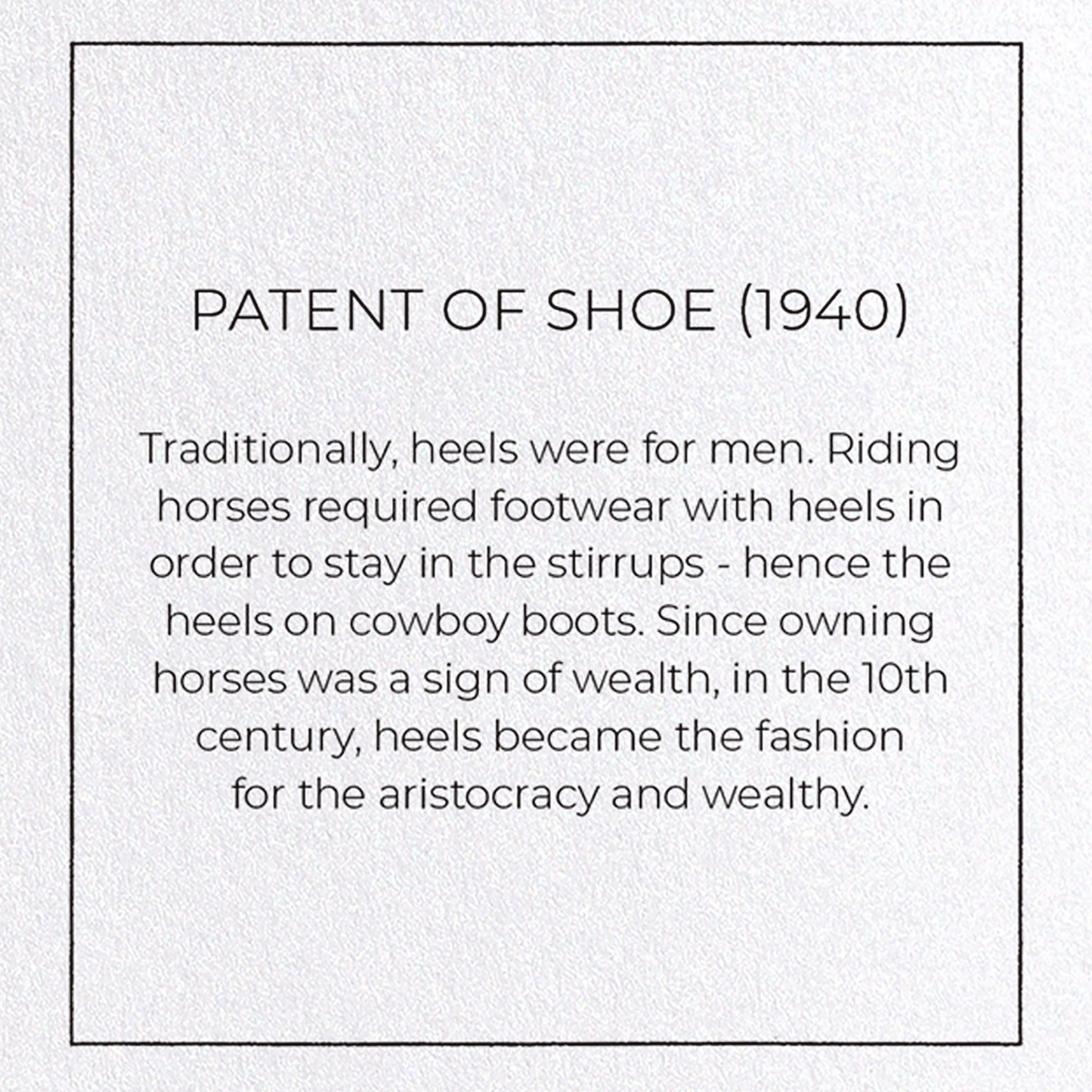 PATENT OF SHOE (1940): Patent Greeting Card