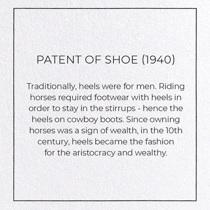 PATENT OF SHOE (1940): Patent Greeting Card