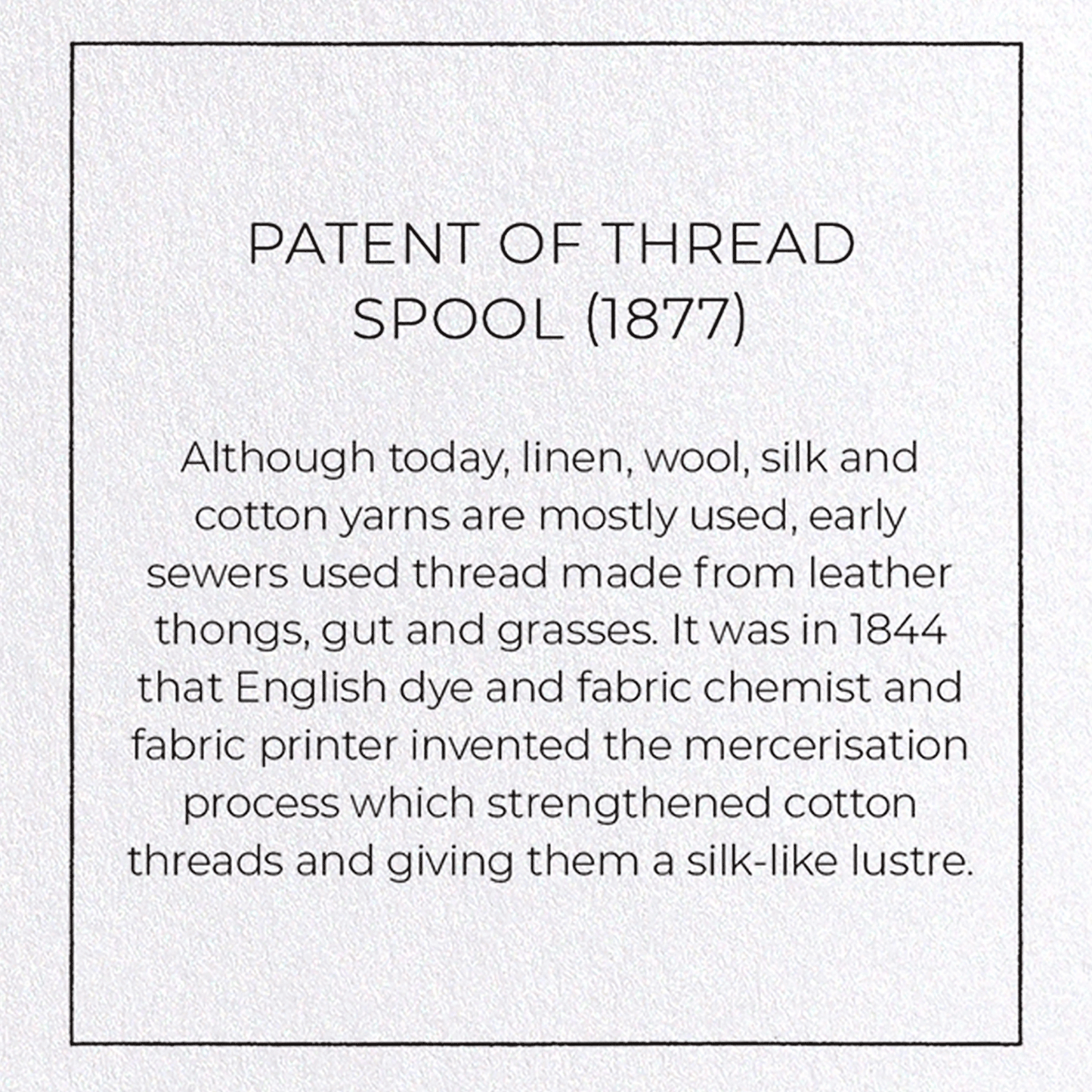 PATENT OF THREAD SPOOL (1877): Patent Greeting Card