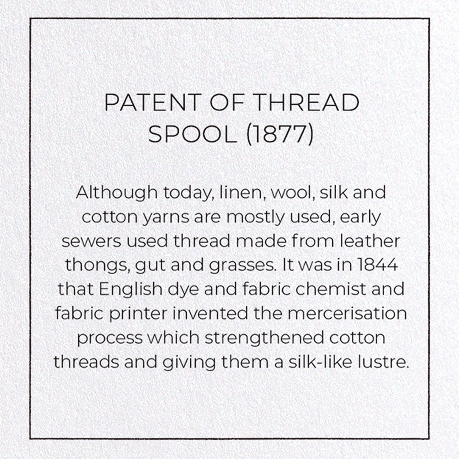 PATENT OF THREAD SPOOL (1877): Patent Greeting Card