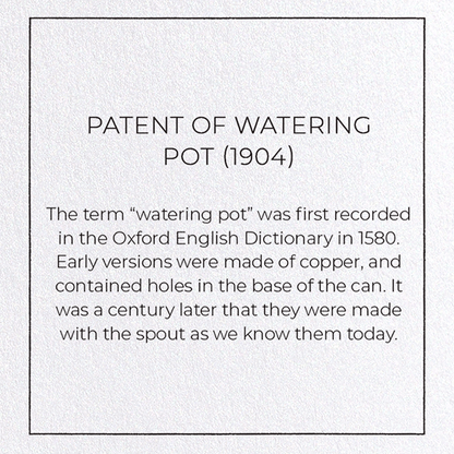 PATENT OF WATERING POT (1904): Patent Greeting Card