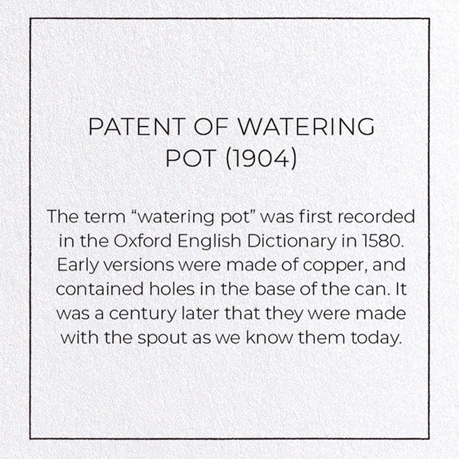 PATENT OF WATERING POT (1904): Patent Greeting Card