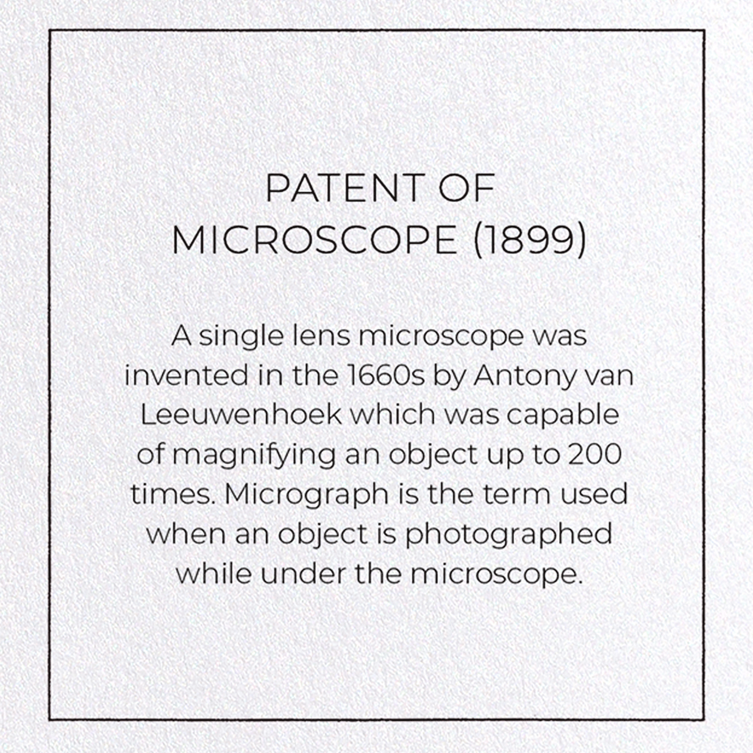 PATENT OF MICROSCOPE (1899): Patent Greeting Card