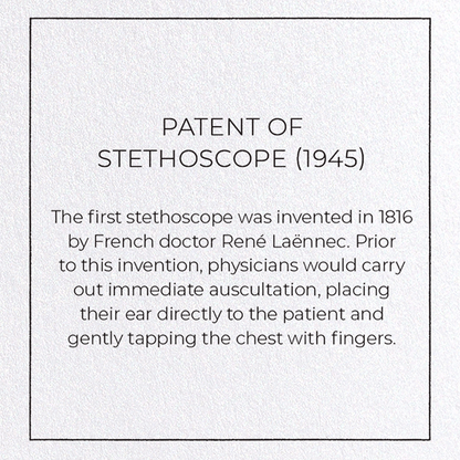PATENT OF STETHOSCOPE (1945): Patent Greeting Card