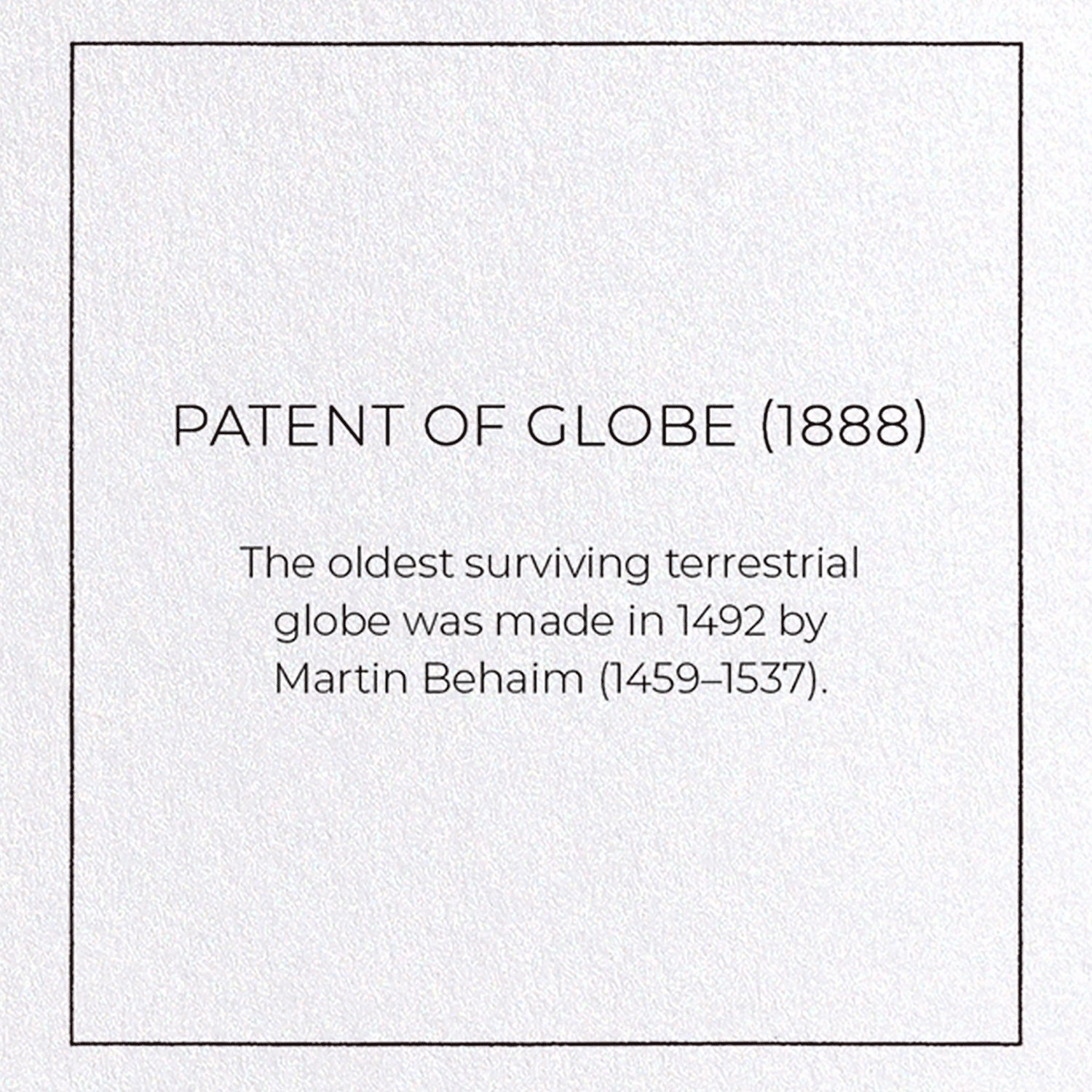PATENT OF GLOBE (1888): Patent Greeting Card