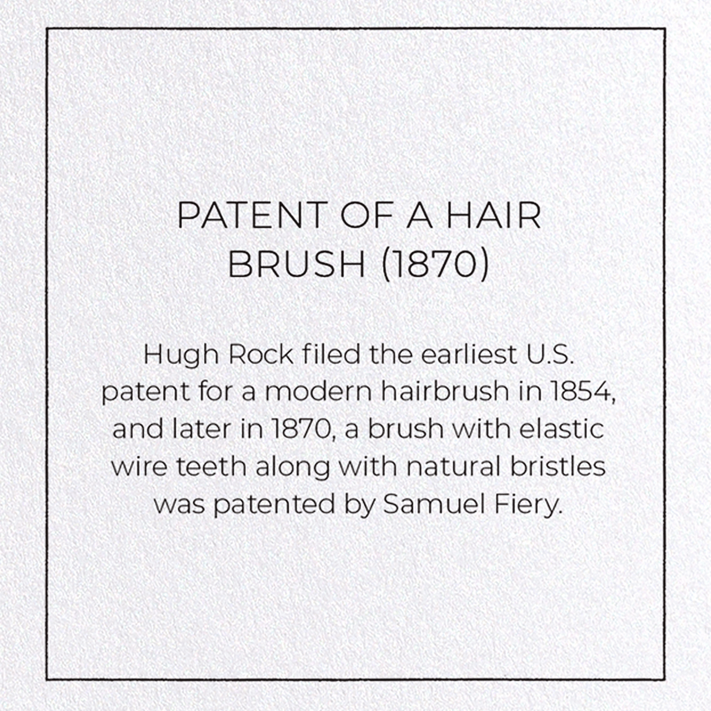PATENT OF A HAIR BRUSH (1870): Patent Greeting Card