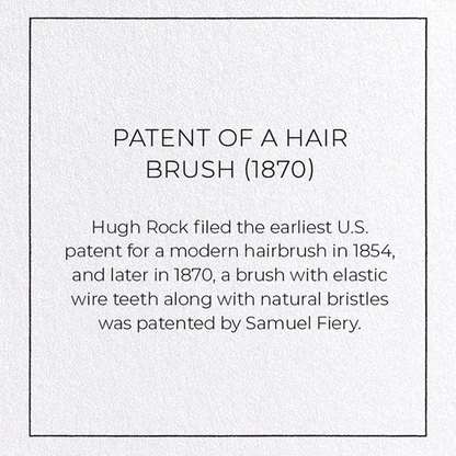 PATENT OF A HAIR BRUSH (1870): Patent Greeting Card