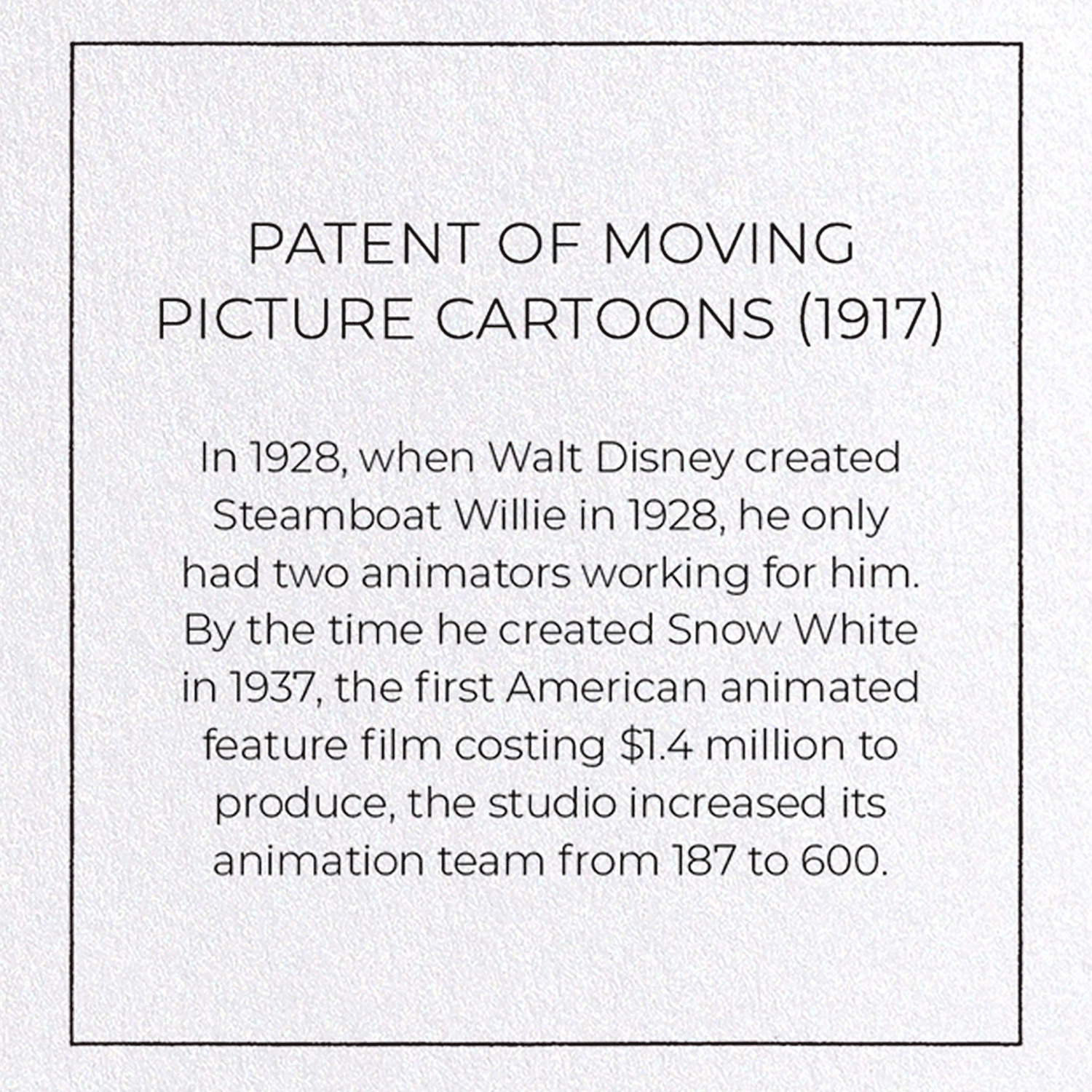 PATENT OF MOVING PICTURE CARTOONS (1917): Patent Greeting Card