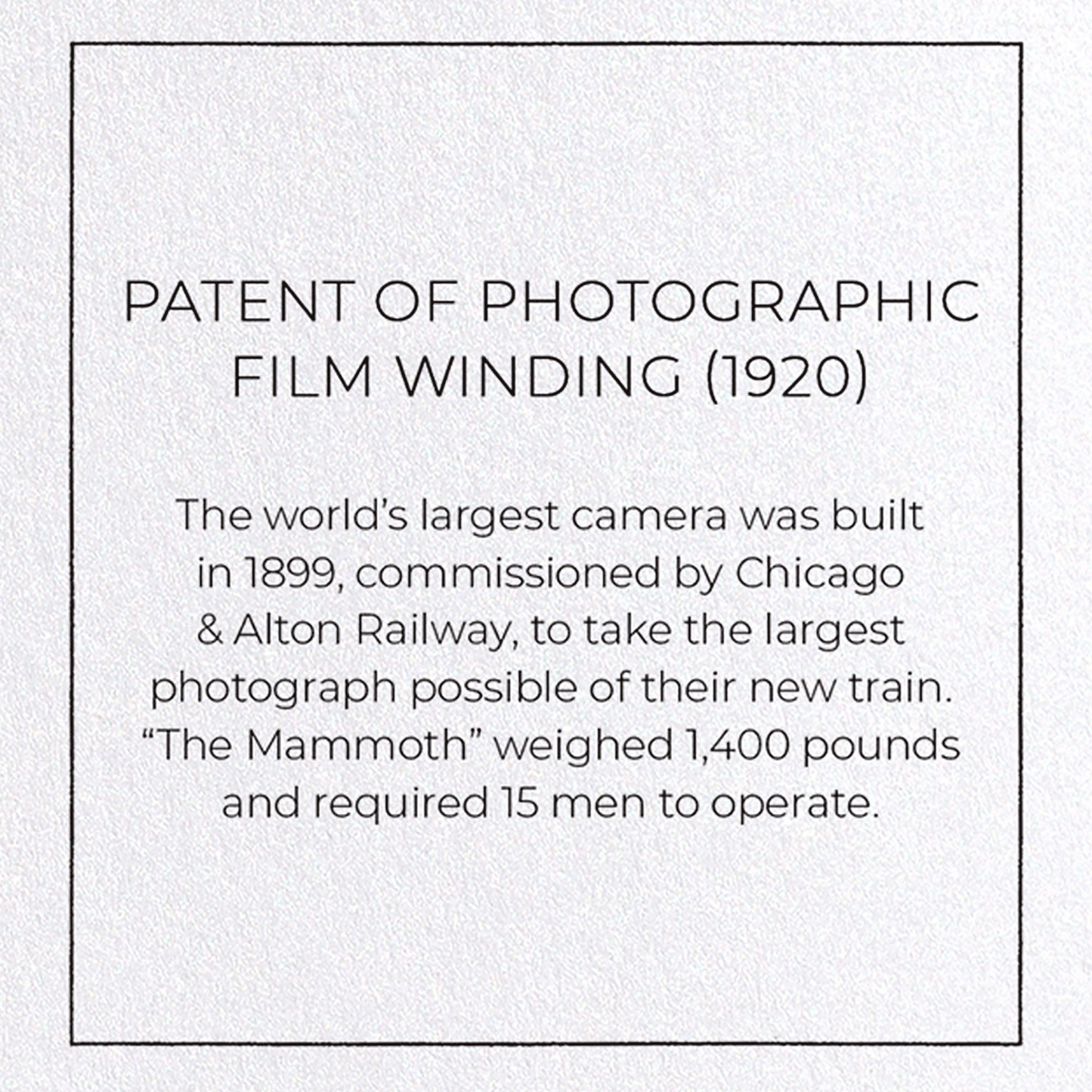 PATENT OF PHOTOGRAPHIC FILM WINDING (1920): Patent Greeting Card