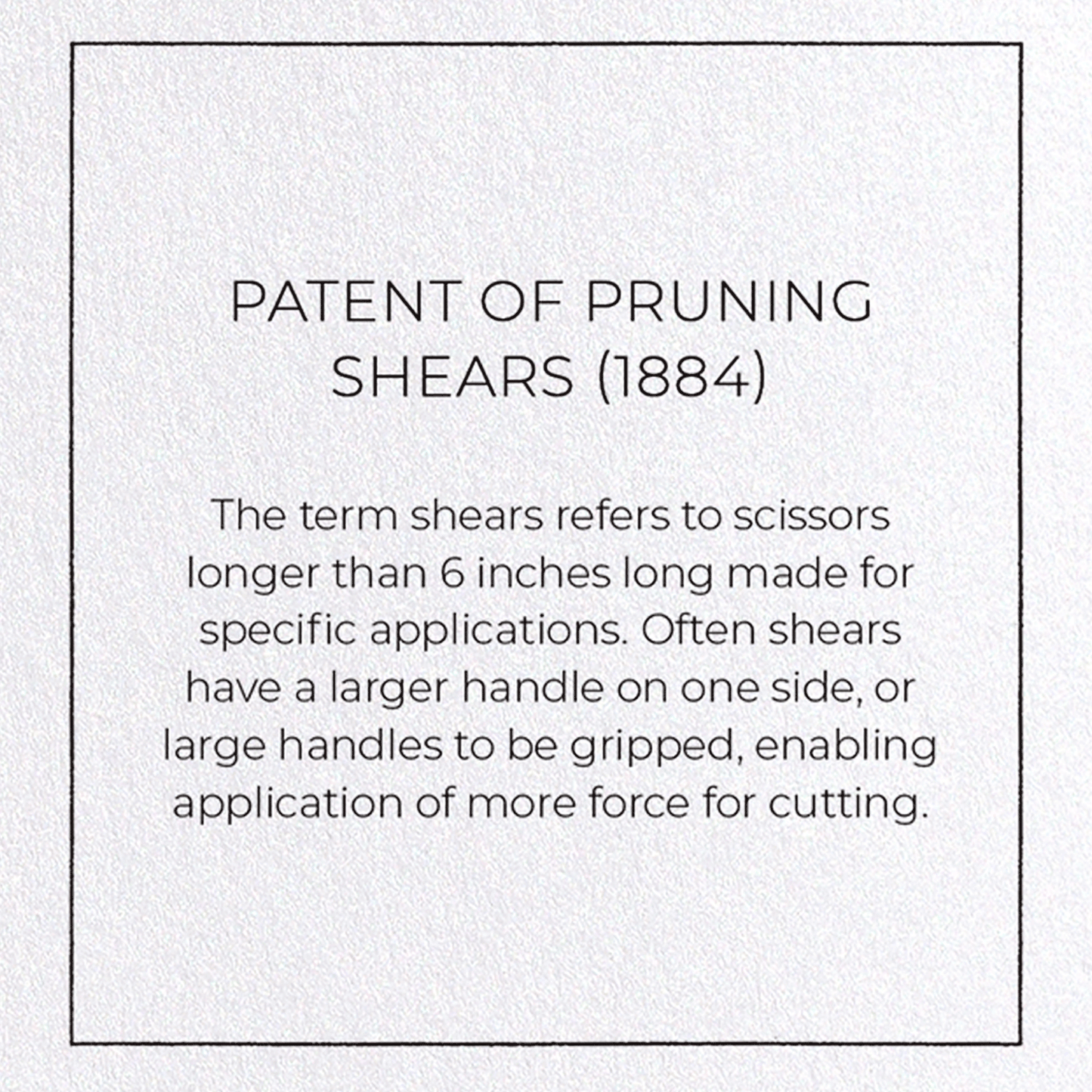 PATENT OF PRUNING SHEARS (1884): Patent Greeting Card