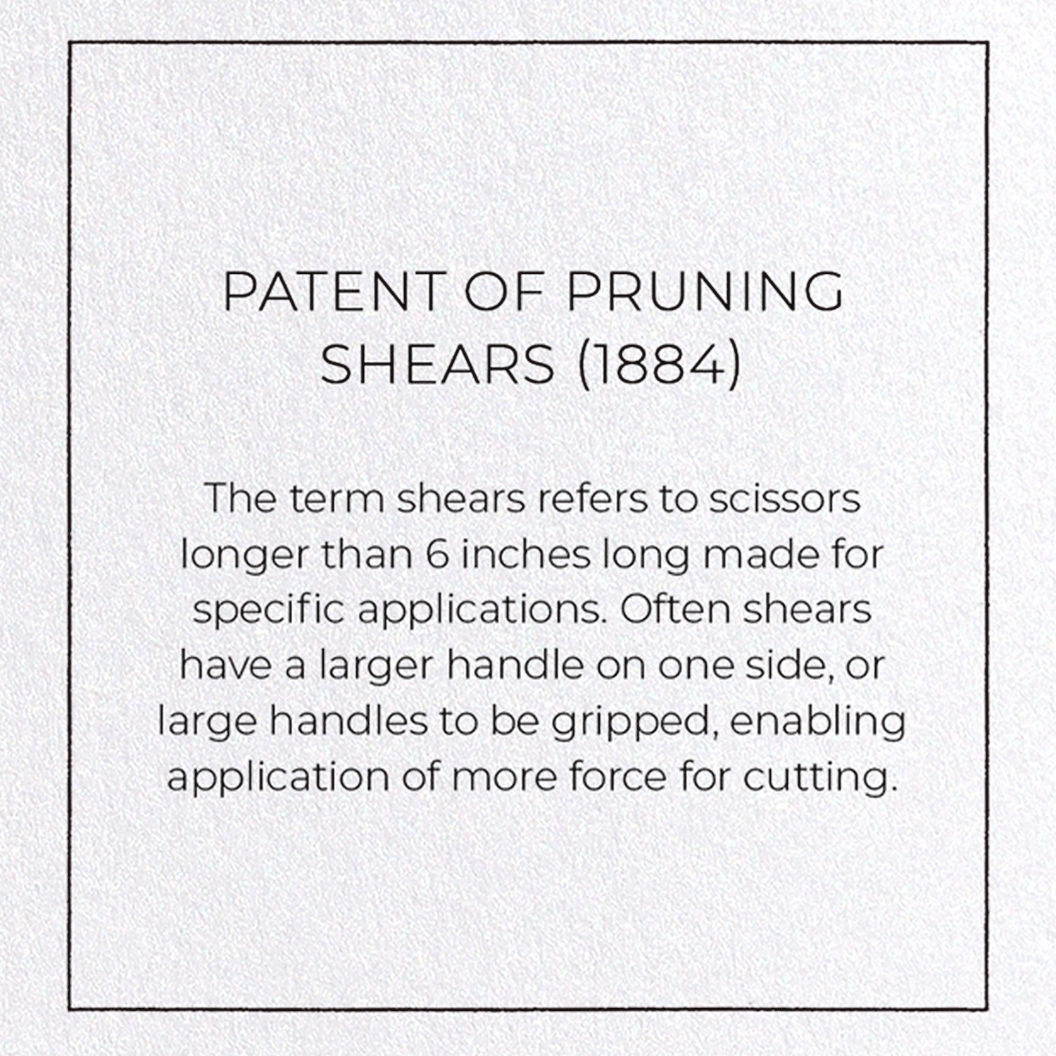 PATENT OF PRUNING SHEARS (1884): Patent Greeting Card