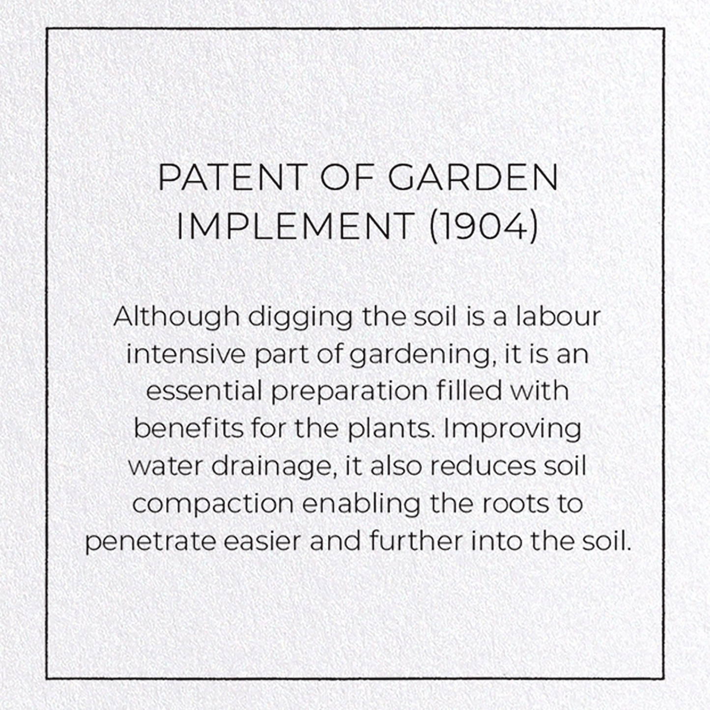 PATENT OF GARDEN IMPLEMENT (1904): Patent Greeting Card