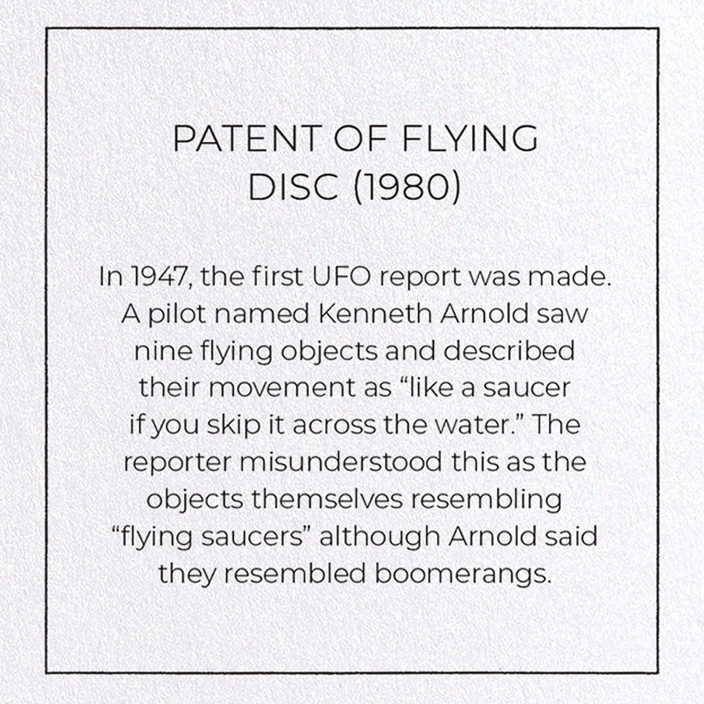 PATENT OF FLYING DISC (1980): Patent Greeting Card