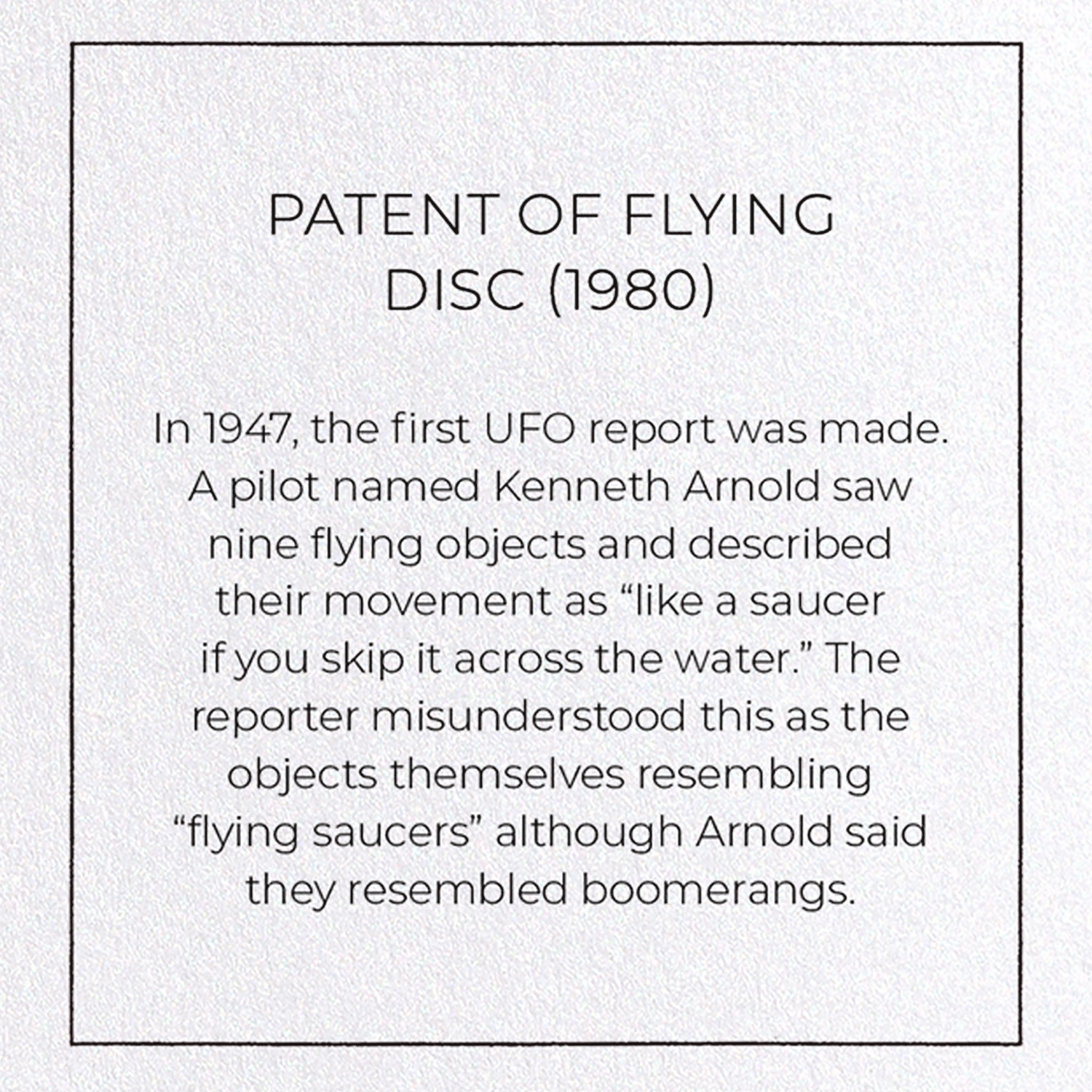 PATENT OF FLYING DISC (1980): Patent Greeting Card