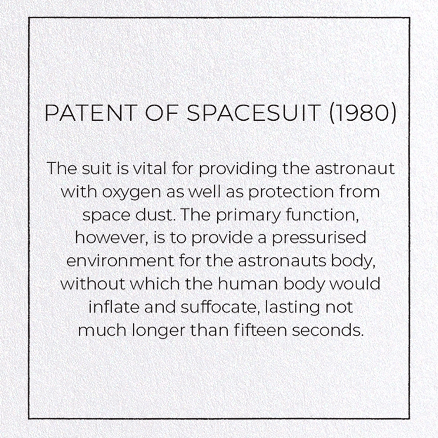 PATENT OF SPACESUIT (1980): Patent Greeting Card