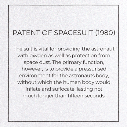 PATENT OF SPACESUIT (1980): Patent Greeting Card