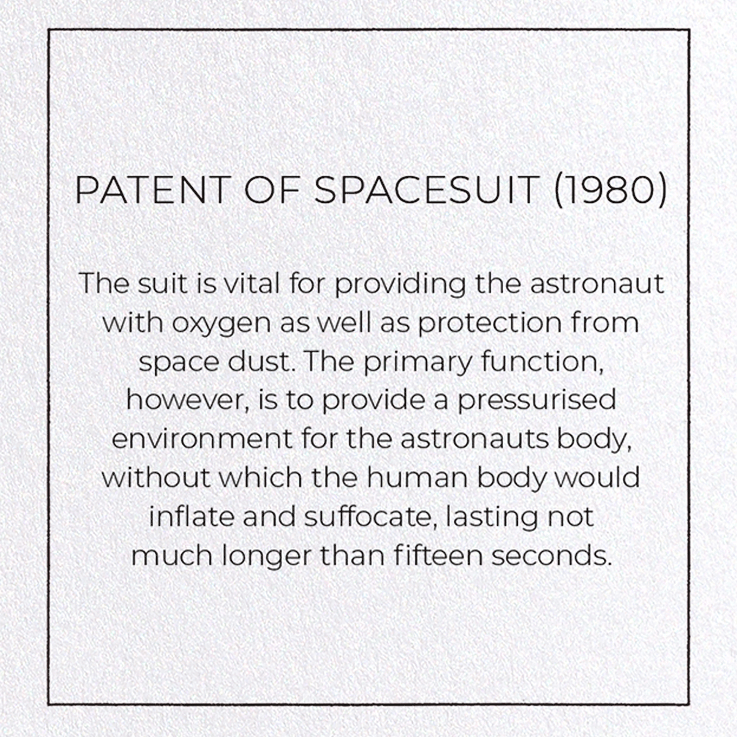 PATENT OF SPACESUIT (1980): Patent Greeting Card