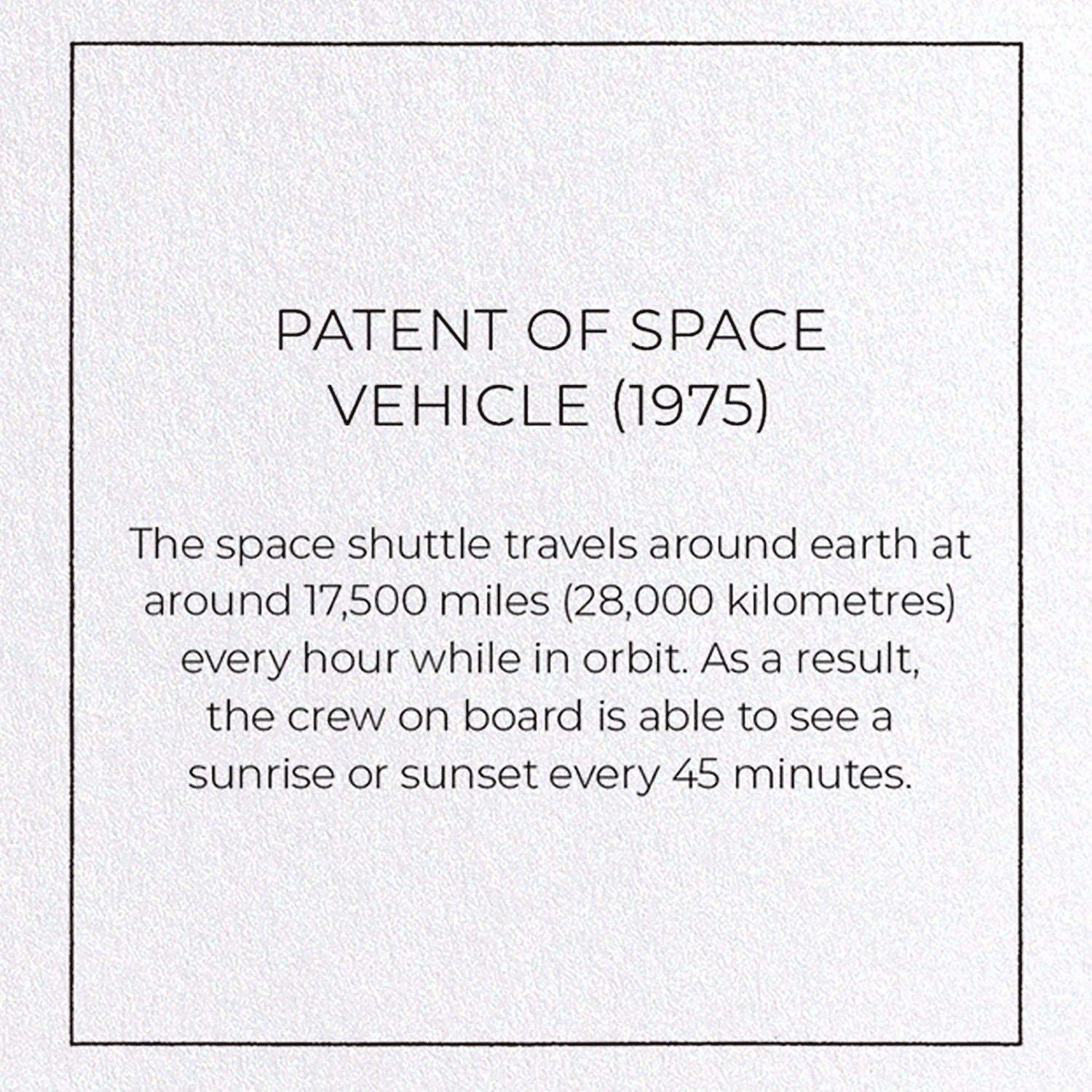 PATENT OF SPACE VEHICLE (1975): Patent Greeting Card