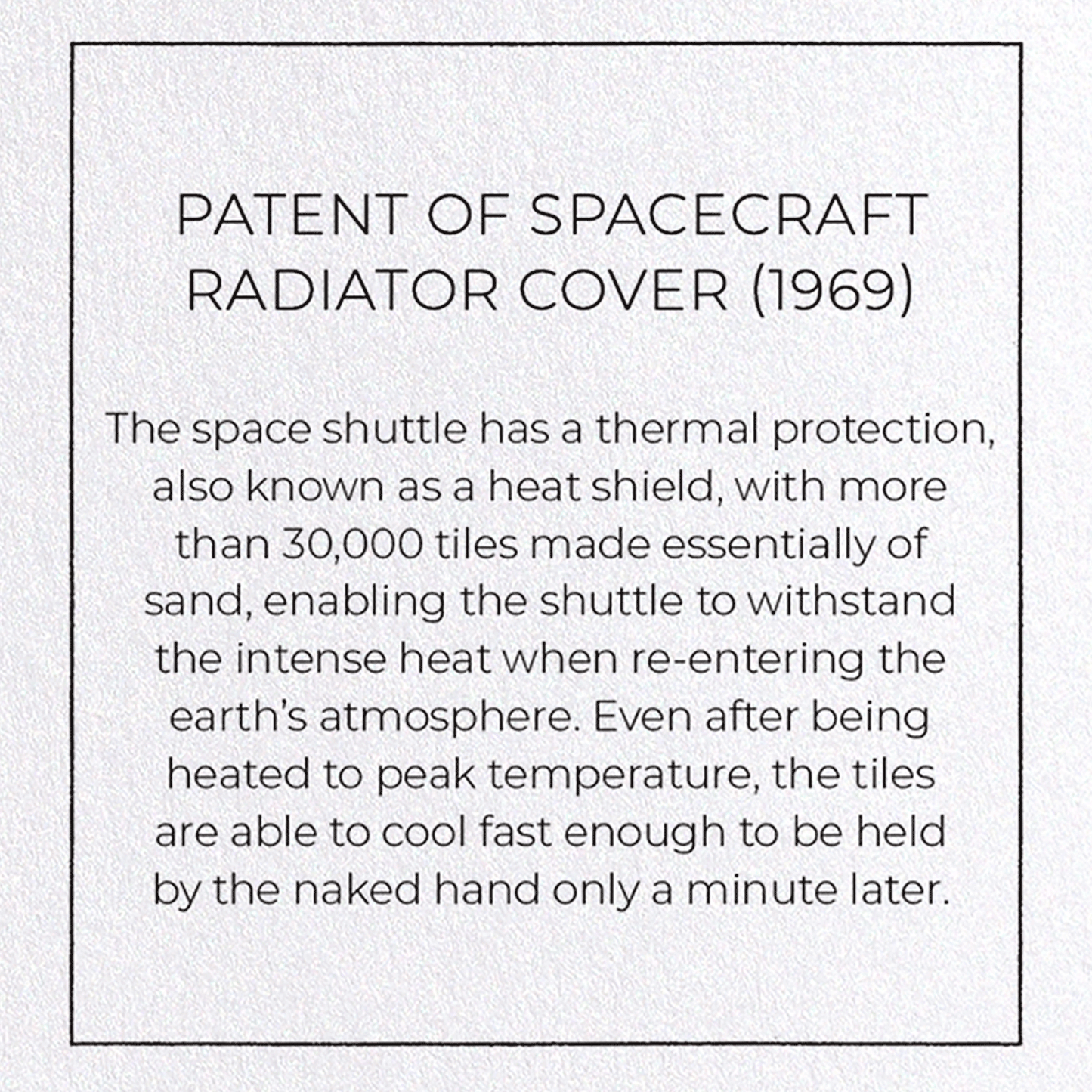 PATENT OF SPACECRAFT RADIATOR COVER (1969): Patent Greeting Card