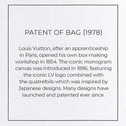 PATENT OF BAG (1978): Patent Greeting Card