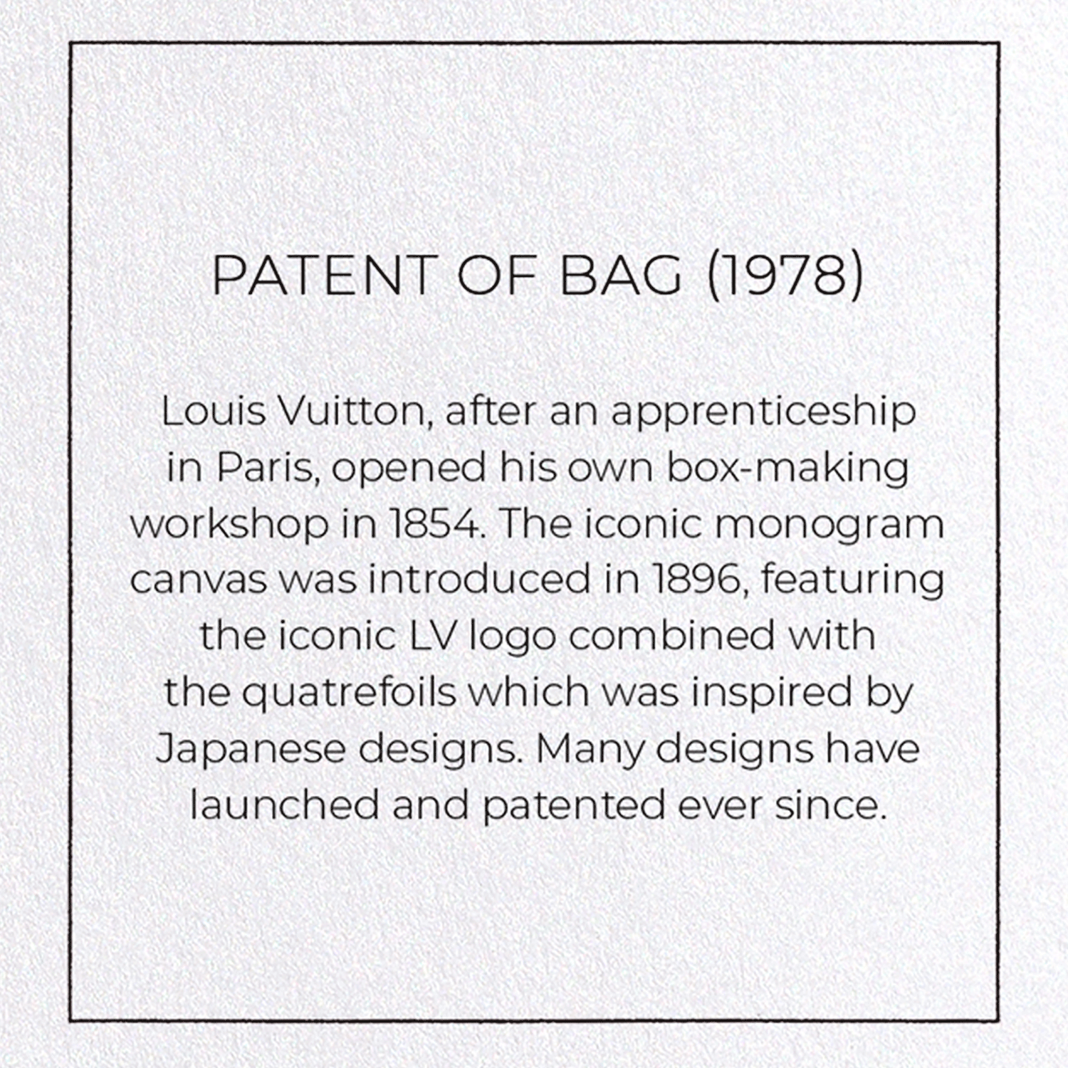 PATENT OF BAG (1978): Patent Greeting Card