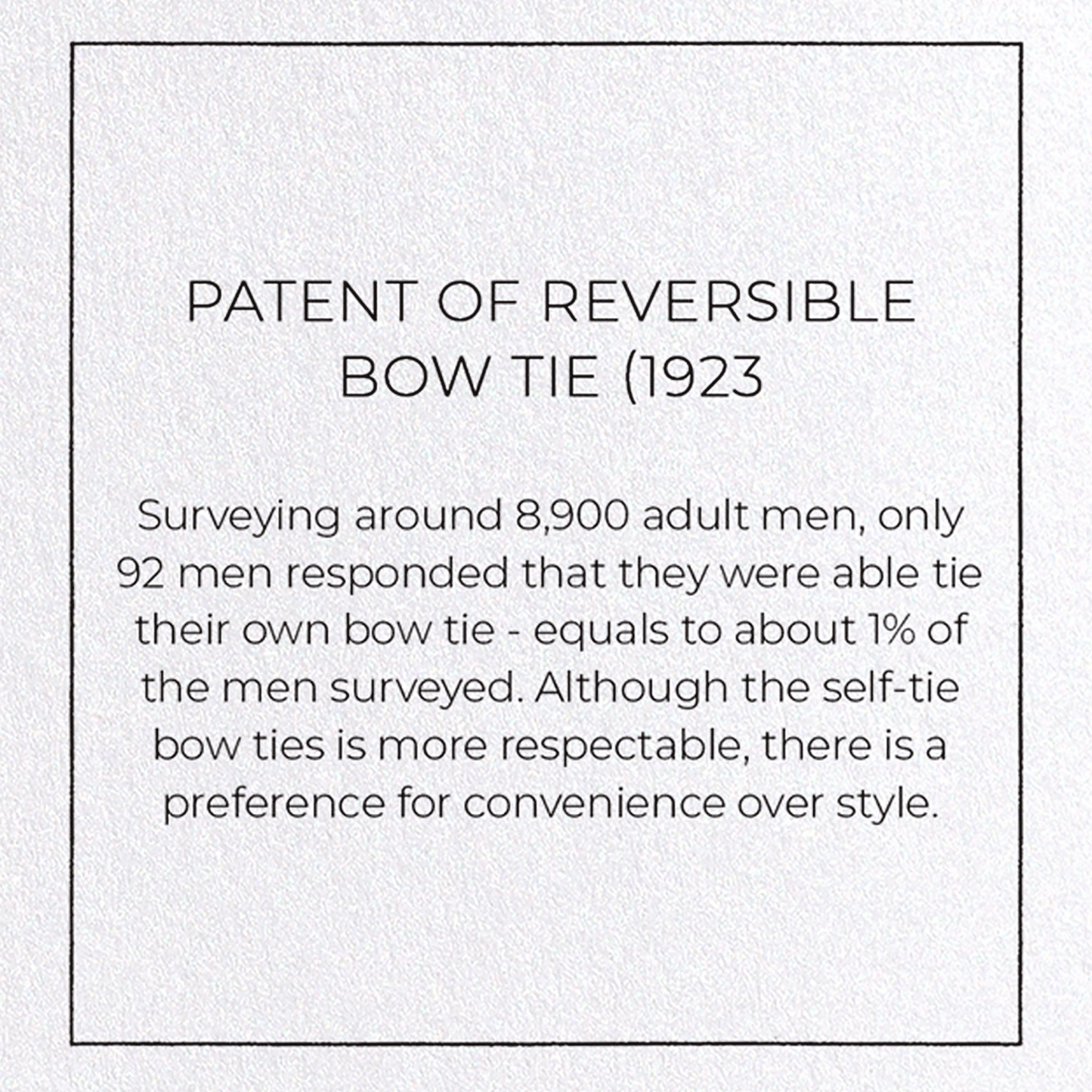 PATENT OF REVERSIBLE BOW TIE (1923): Patent Greeting Card