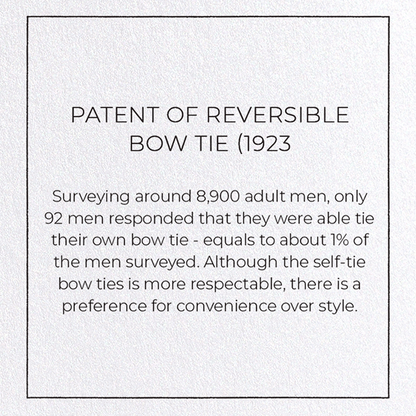 PATENT OF REVERSIBLE BOW TIE (1923): Patent Greeting Card