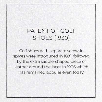PATENT OF GOLF SHOES (1930): Patent Greeting Card