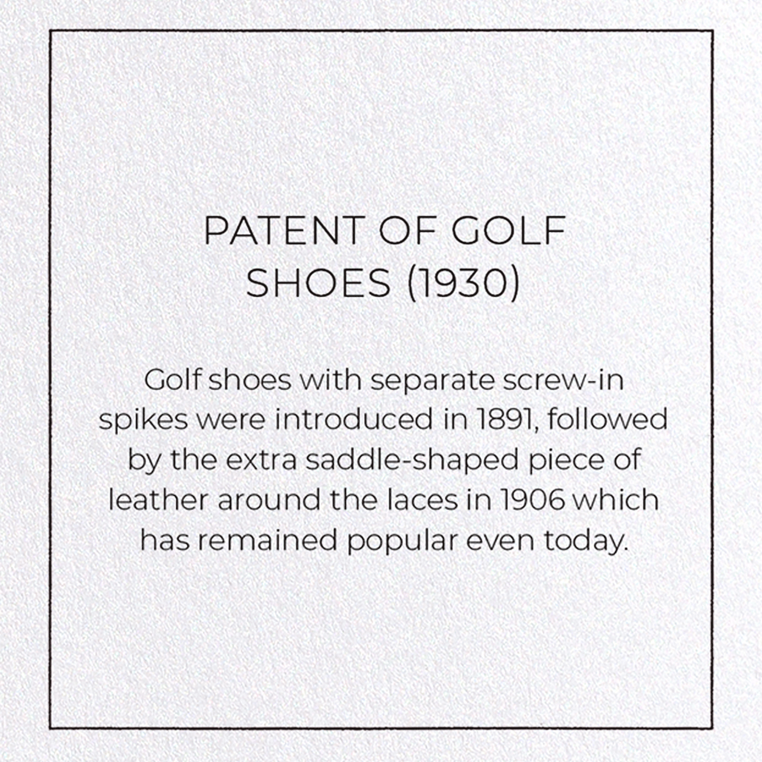 PATENT OF GOLF SHOES (1930): Patent Greeting Card