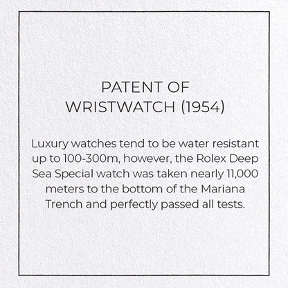 PATENT OF WRISTWATCH (1954): Patent Greeting Card