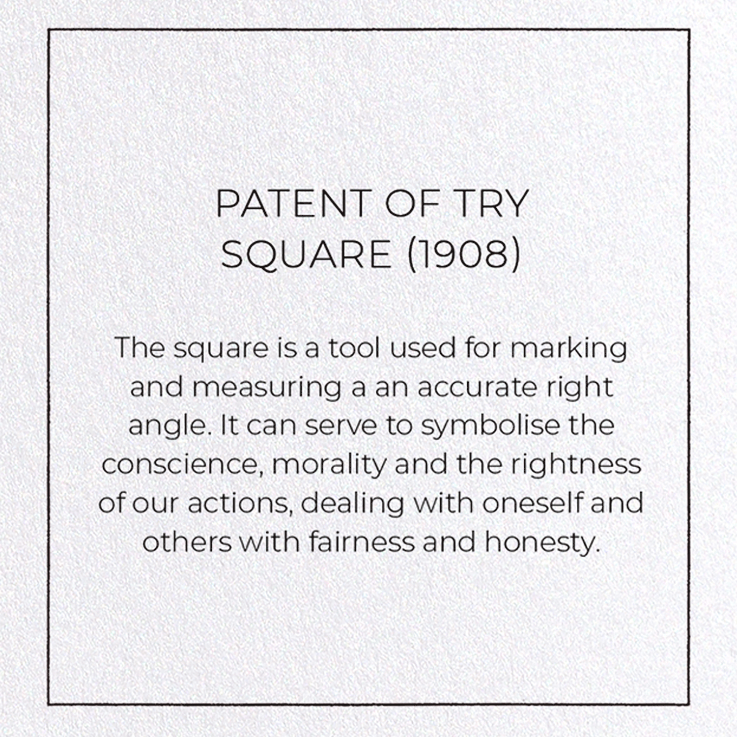 PATENT OF TRY SQUARE (1908): Patent Greeting Card