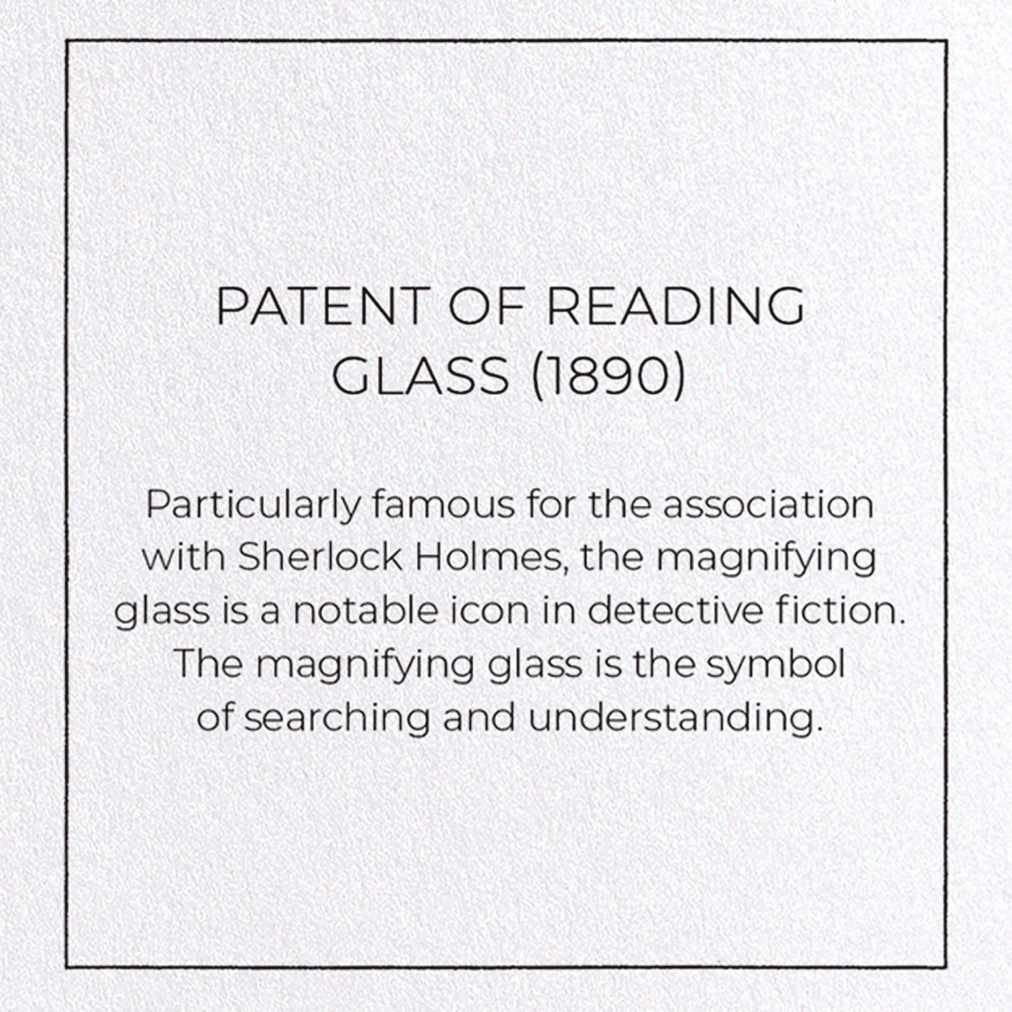 PATENT OF READING GLASS (1890): Patent Greeting Card