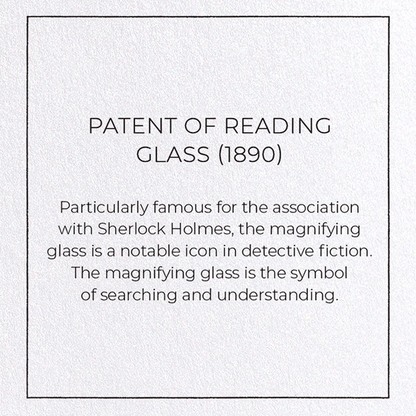 PATENT OF READING GLASS (1890): Patent Greeting Card