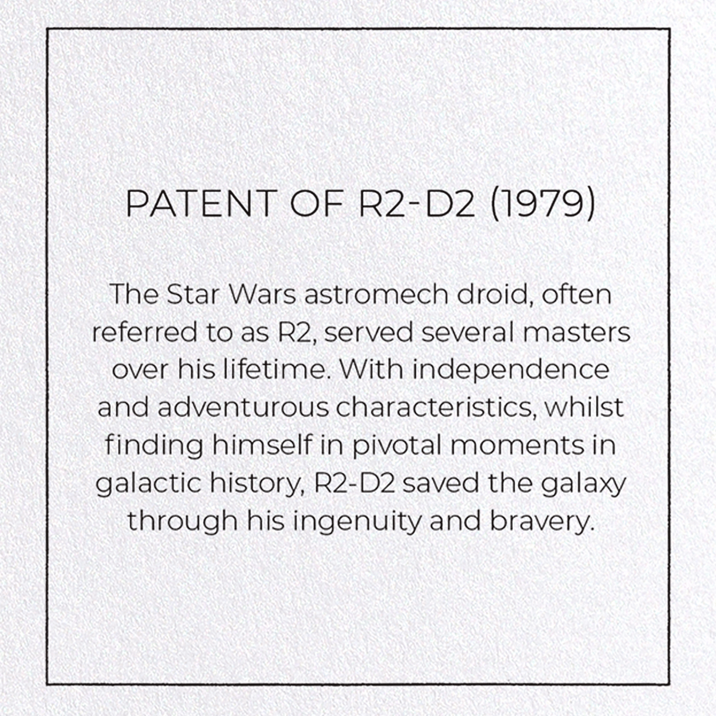 PATENT OF R2-D2 (1979): Patent Greeting Card