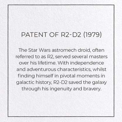 PATENT OF R2-D2 (1979): Patent Greeting Card