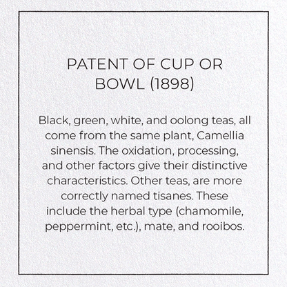 PATENT OF CUP OR BOWL (1898): Patent Greeting Card