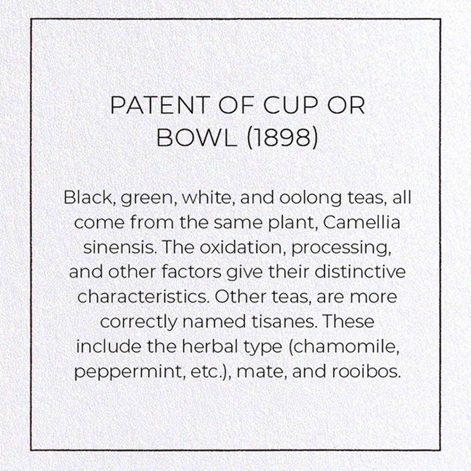 PATENT OF CUP OR BOWL (1898): Patent Greeting Card