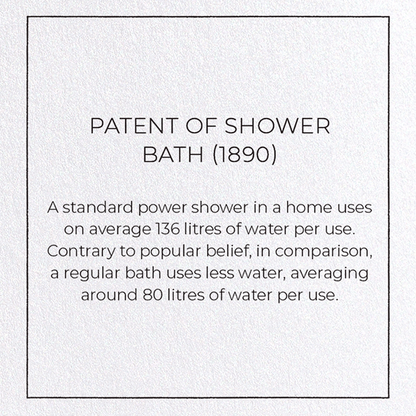 PATENT OF SHOWER BATH (1890): Patent Greeting Card