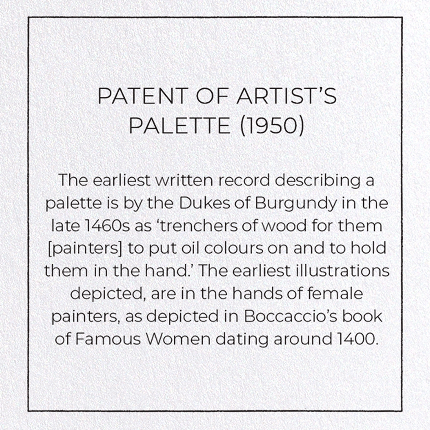 PATENT OF ARTIST'S PALETTE (1950): Patent Greeting Card