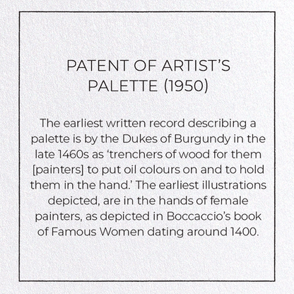 PATENT OF ARTIST'S PALETTE (1950): Patent Greeting Card