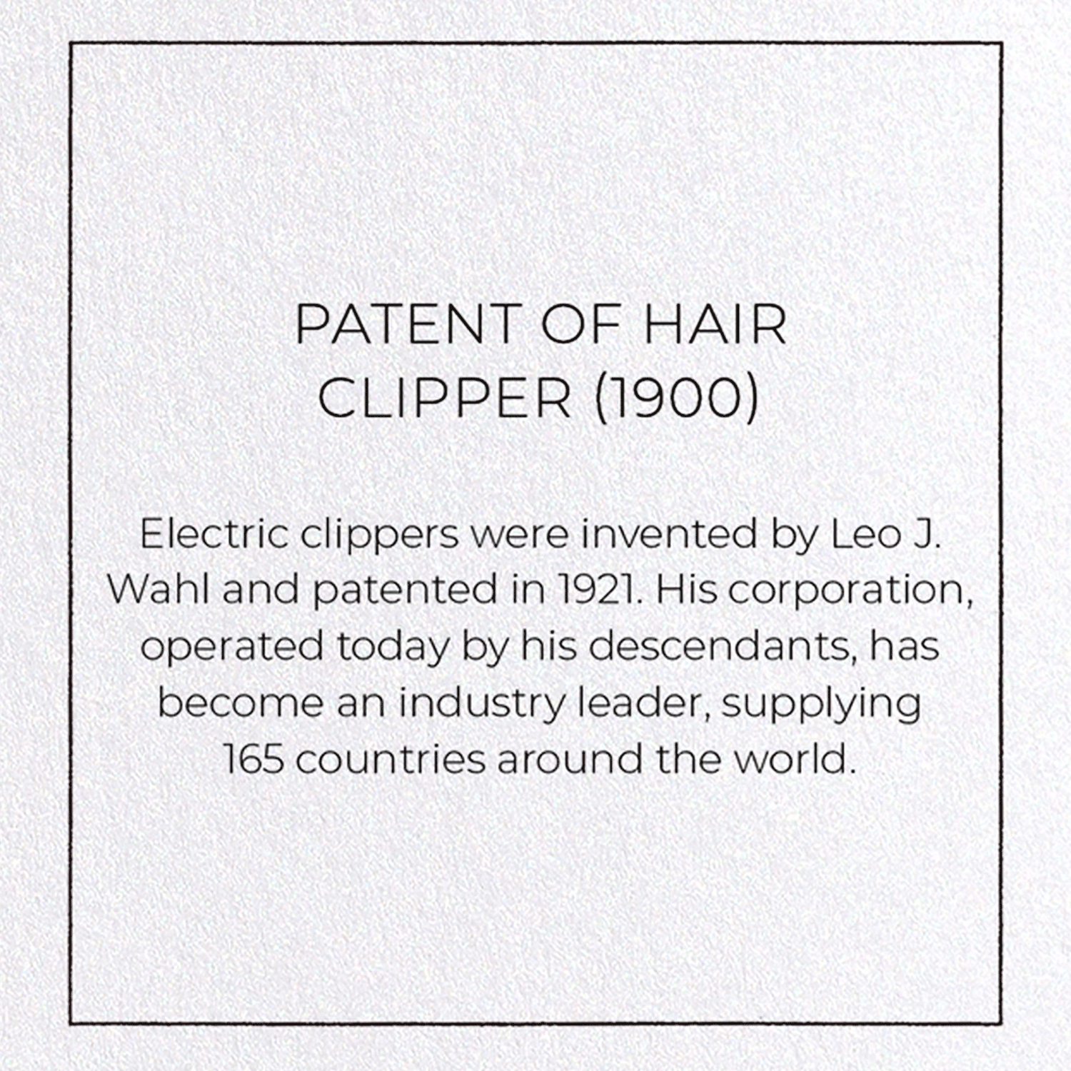PATENT OF HAIR CLIPPER (1900): Patent Greeting Card