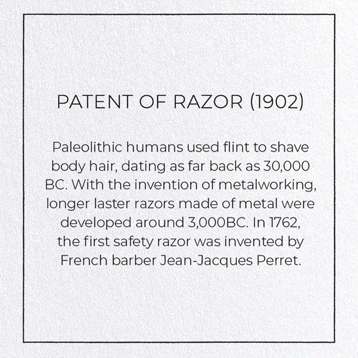 PATENT OF RAZOR (1902): Patent Greeting Card