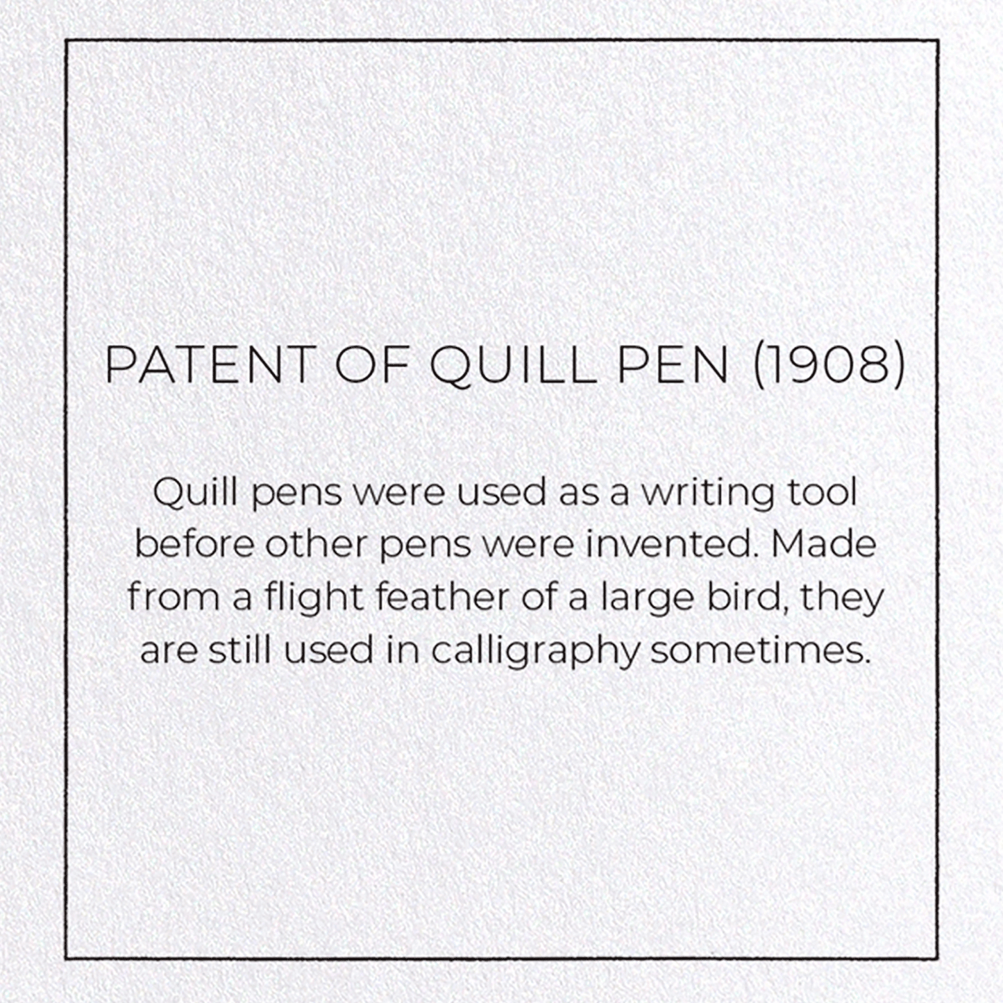 PATENT OF QUILL PEN (1908): Patent Greeting Card