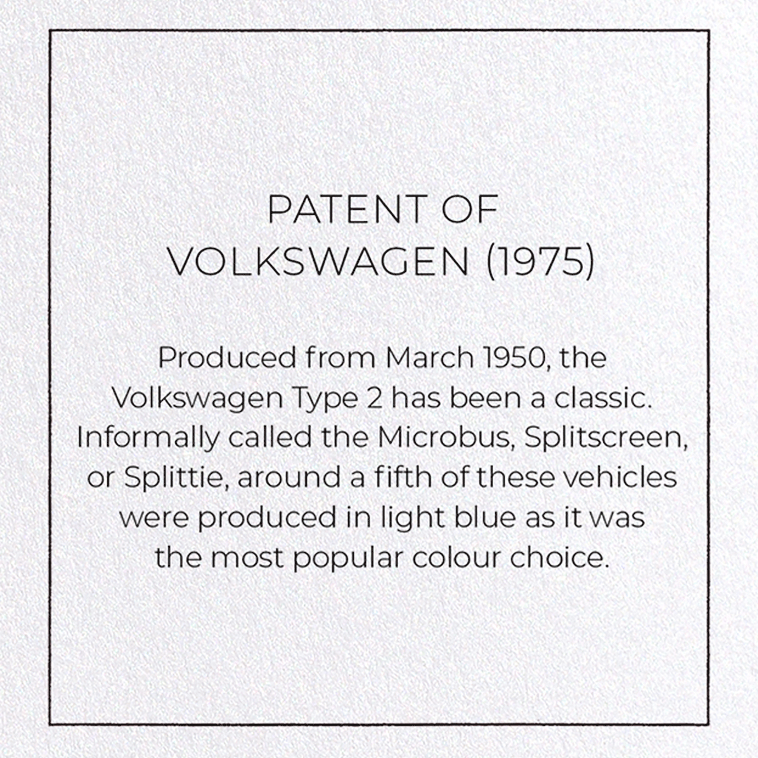 PATENT OF VOLKSWAGEN (1975): Patent Greeting Card