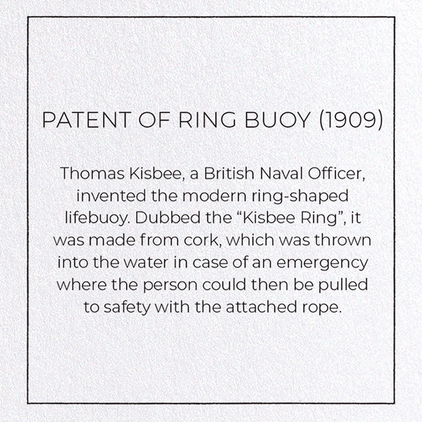 PATENT OF RING BUOY (1909): Patent Greeting Card