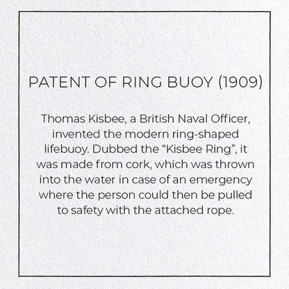 PATENT OF RING BUOY (1909): Patent Greeting Card