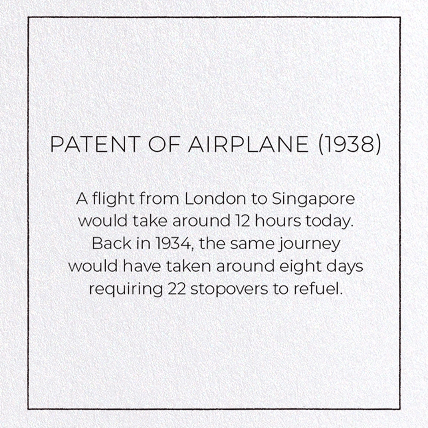 PATENT OF AIRPLANE (1938): Patent Greeting Card