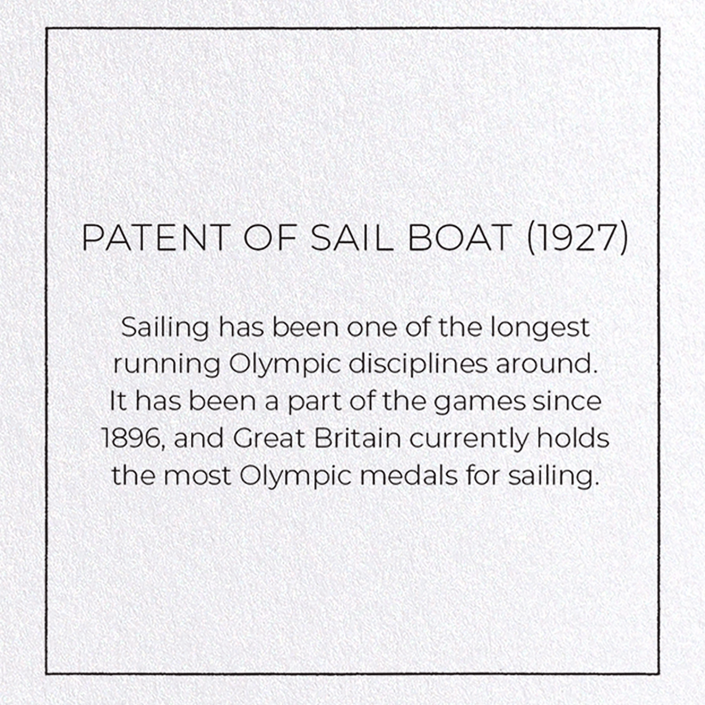 PATENT OF SAIL BOAT (1927): Patent Greeting Card